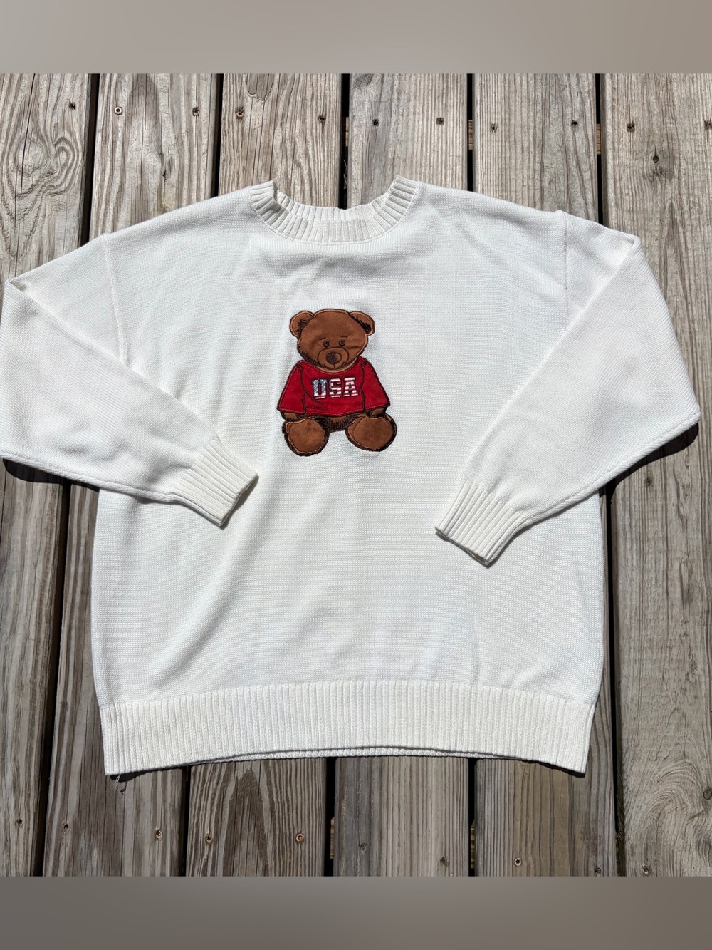 VTG Stella Tweed Women's USA Teddy Bear  Sweater Size Medium Vintage Y2K